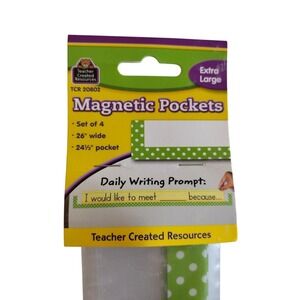 Teacher Created Resources Magnetic Pockets (Set of 4) Green Border 26 "‎ Wide